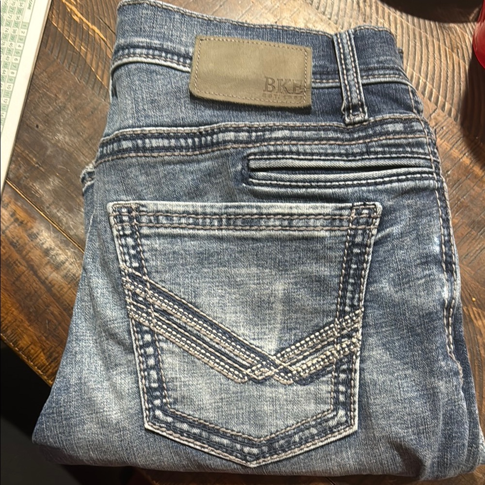 BKE Blue Straight Jeans with Vintage Wash